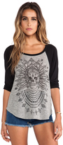 Thumbnail for your product : Lauren Moshi Drew Feather Chain Skull Raglan