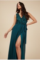 Thumbnail for your product : Little Mistress Jordan Pacific Embellished Wrap Maxi Dress