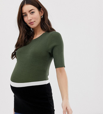 Mama Licious Mama.Licious Mamalicious maternity colour block knitted top