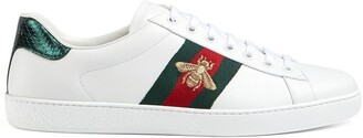 GUCCI EMBROIDERED ACE sneakers SHOES 429446 37 IT 38 EN BLACK LEATHER  SNEAKERS ref.784738 - Joli Closet
