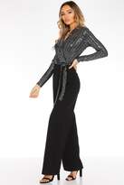 Thumbnail for your product : Quiz Black Sequin Long Sleeve Jumpsuit