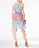 Thumbnail for your product : NY Collection Leaf-Print Handkerchief-Hem Dress