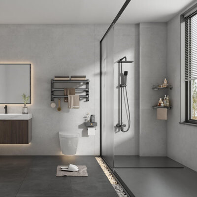 DONGWANDINGCHEN 24-Inch Towel RackBathroom Towel Shelf With 2 Towel Bar Foldable Towel Holder With 7 Hooks