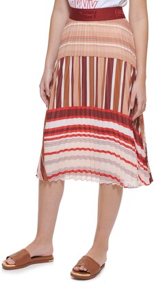 Stripe Pleated Mid Skirt | Shop the world's largest collection of 