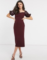 Thumbnail for your product : Virgos Lounge embellished pencil dress in deep wine