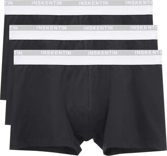 Inskentin Men's 3 Pack Low Rise Cotton Trunks Slim Fit Contour Pouch Sexy Underwear White Large