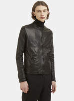 Thumbnail for your product : Giorgio Brato Round Neck Leather Biker Jacket in Black