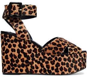 Alice + Olivia Violet Leopard-print Calf Hair Wedge Sandals