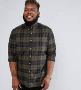 Thumbnail for your product : ASOS Design Plus Stretch Slim Poplin Check Shirt In Green