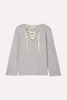 Thumbnail for your product : Skin - Elyce Lace-up Ribbed Cotton-blend Jersey Top - Light gray