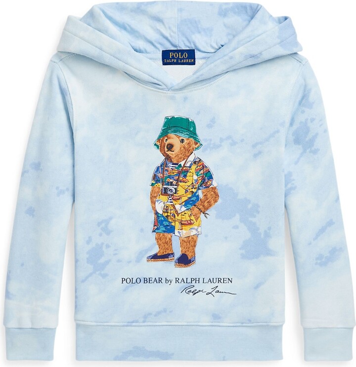 Polo Ralph Lauren Toddler and Little Boys Polo Bear Cloud-Print Terry Hoodie - Scottsdale blue, Splatter bear