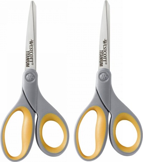 Westcott SoftGripTitaniumBondedScissors,8"Straight,Packof2