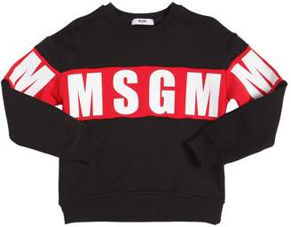 MSGM Logo Band Printed Cotton Sweatshirt