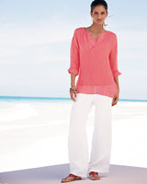 Thumbnail for your product : Eileen Fisher Striped Linen Henley Shirt, Organic-Cotton Long Tank & Heavy Linen Trousers, Petite