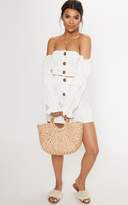 Thumbnail for your product : PrettyLittleThing White Cotton Button Detail Puff Sleeve Shirt