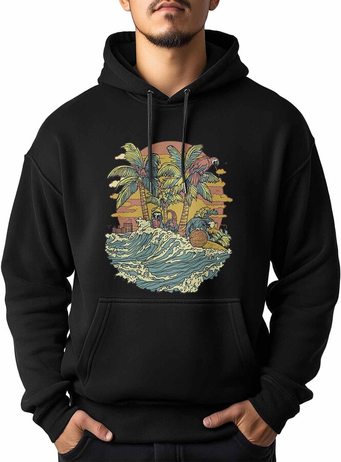 HIDIAEOI Cartoon Island Hoodie for Men
