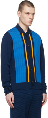 KING & TUCKFIELD Blue & Navy Textured Knit Cardigan