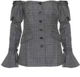 Thumbnail for your product : Jonathan Simkhai Plaid wool off-the-shoulder blazer