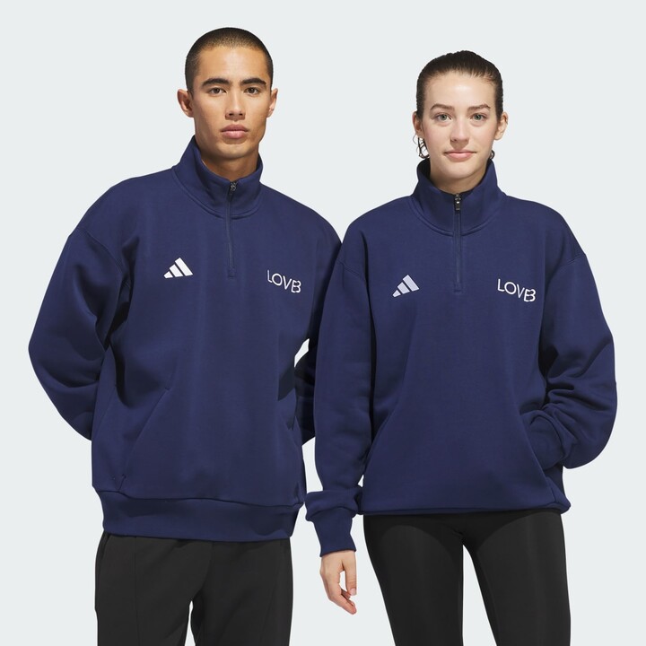 adidas Lovb Fleece Graphics Quarter-Zip Sweatshirt.