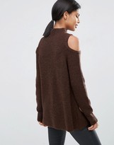 Thumbnail for your product : ASOS Sweater In Rib With Cold Shoulder