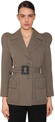Givenchy Check Round Shoulder Wool Crepe Blazer