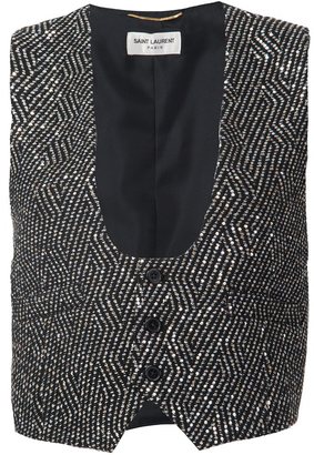 Saint Laurent embellished metallic waistcoat