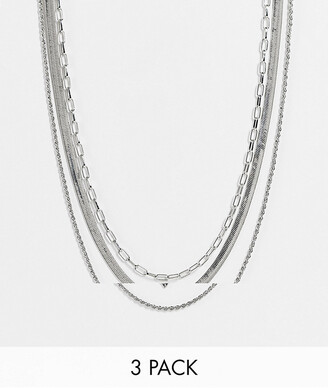 Aldo Ediagan pack of 3 necklaces in silver