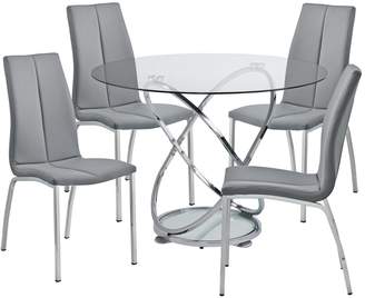 Argos Home Atom Glass Dining Table & 4 Grey Milo Chairs