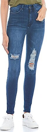 YMI Jeanswear Destructed High Rise Curvy Skinny Jeans