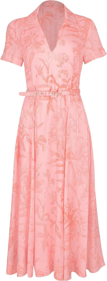 Monique Lhuillier Belted Floral-Print Maxi Dress