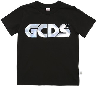 GCDS Iridescent Logo Print Jersey T-shirt