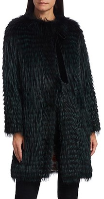 The Fur Salon Monique Lhuillier For Ribbon-Trimmed Fox Fur Jacket
