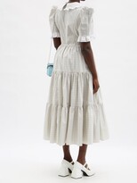 Thumbnail for your product : Batsheva Lucy Checked Cotton-poplin Midi Dress - Grey White