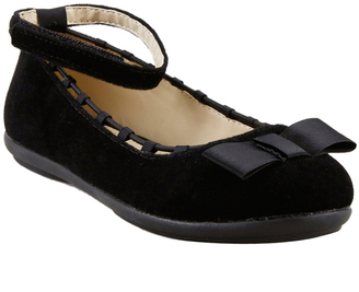 Black Bow-Accent Ankle Strap Flat