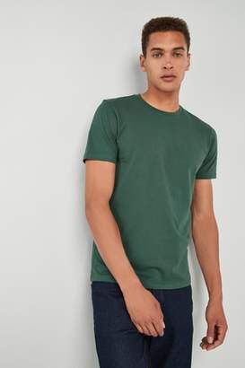 Next Mens Green Short Sleeve Stripe Revere Shirt