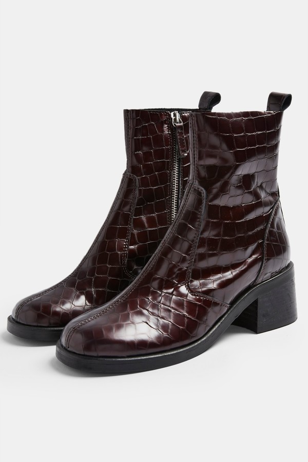 maroon flat boots