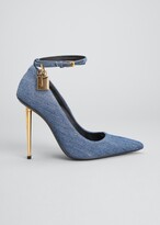 Thumbnail for your product : Tom Ford 105mm Denim Padlock Stiletto Pumps