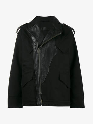 Haider Ackermann Military Jacket with Leather Accents