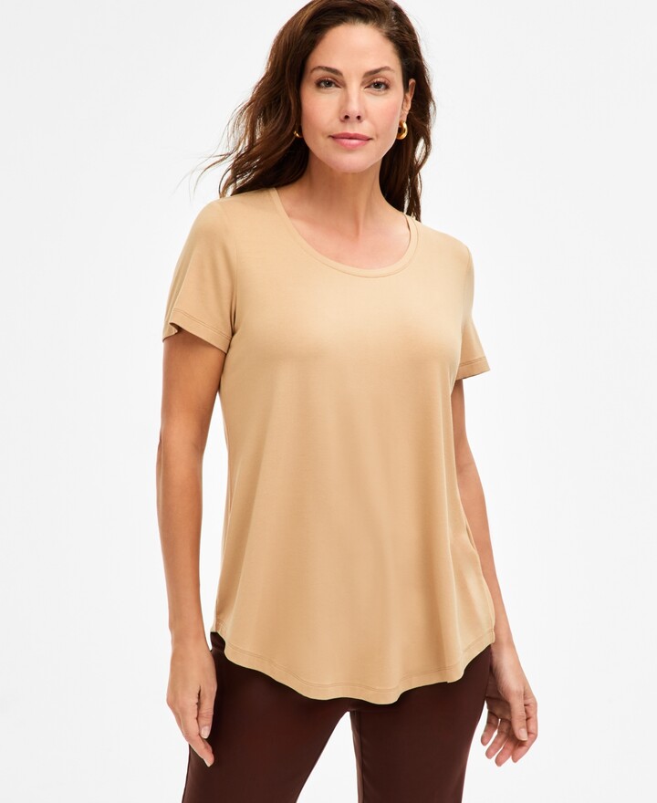 JM Collection Women's Scoop-Neck Short Sleeve Top, Created for Macy's