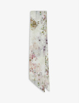 Thumbnail for your product : Ted Baker Fionnaa vanilla-print skinny satin scarf