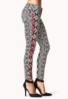 Thumbnail for your product : Forever 21 Tribal Print Embroidered Skinny Jeans