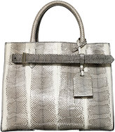 Thumbnail for your product : Reed Krakoff RK40 Medium Snakeskin Belted Tote Bag, Black/White