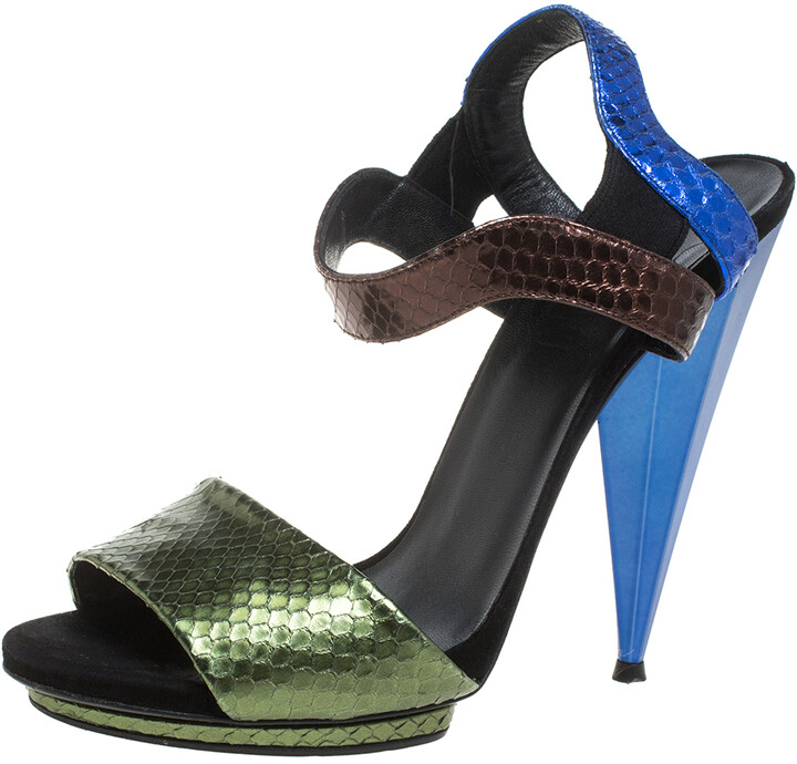 Gucci Multicolor Python Liberty Open Toe Ankle Strap Sandals Size 40 -  ShopStyle
