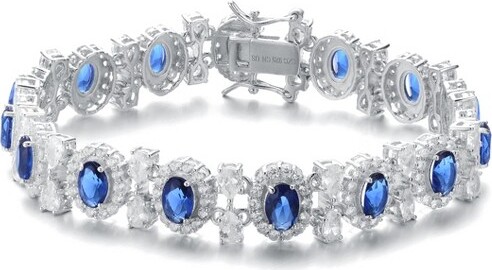 GuiliSterlingSilverCubicZirconiaBraceletwithClearandColoredSparklingStonesaBold'Bling'AccessoryforGlamorousOccasions