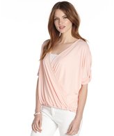 Thumbnail for your product : Wyatt blush pink stretch jersey draped crossover 3/4 sleeve top
