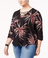 Thumbnail for your product : Melissa McCarthy Trendy Plus Size Lace-Up Top
