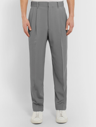 The Row Grey Eric Pleated Virgin Wool Trousers