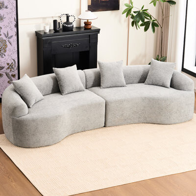 Latitude Run Luxury Grey Chenille 4 Couch - Foam And Spring Interior, No Assembly Needed, Comfortable Safe For Families Construction, Assembly, Pet