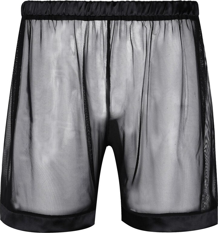Agoky Men's Sheer Mesh Sheer Boxer Briefs Underwear See Through Short ...