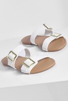 Thumbnail for your product : boohoo Wide Fit Double Buckle Detail Sandals